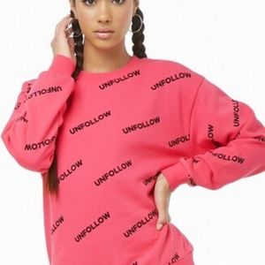 Women's Neon Pink Unfollow Crew Neck Size Small from Forever 21